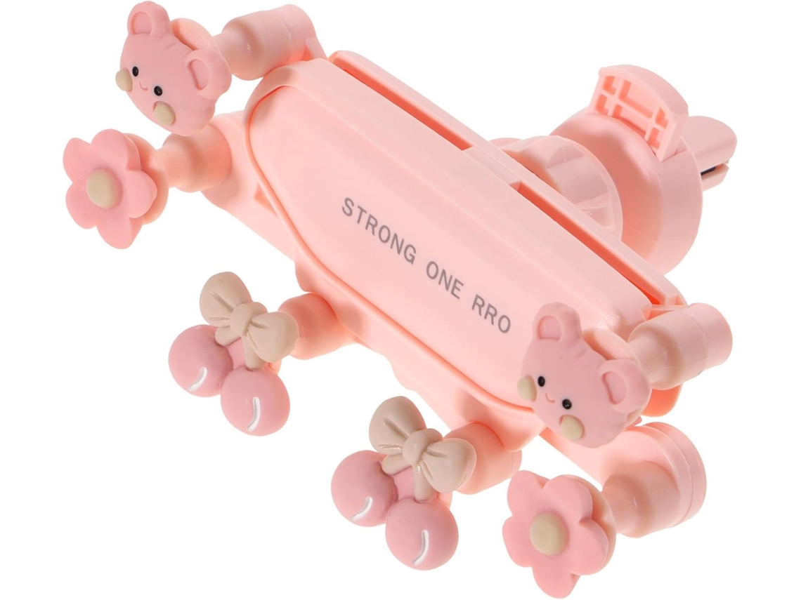 Suporte Para Celular Veicular, Clipe Charmoso, Fixação Segura Em 6 Pontos, Rosa