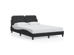 Bed Frame, Bed Frames Vidaxl Preto Couro Artificial (140 X 190 Cm)
