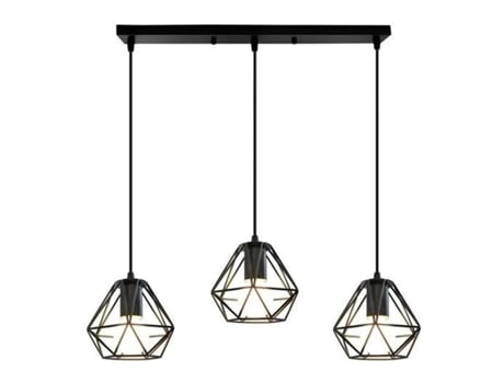 Lâmpada pendente LED com 3 lâmpadas E27 para quarto e bar