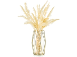 Florero De Vidro Com Marco Metálico Geométrico Dourado, Moderno, Para Flores Artificiais E Pampas