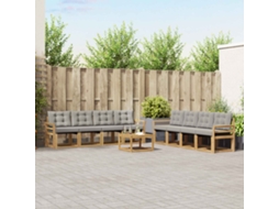 Vidaxl Conjunto De Sofás Para Exterior 9 Pcs Branco E Cinzento-claro