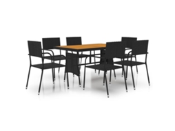 Outdoor Dining Set, Outdoor Dining Sets Vidaxl Preto Rattan / Vime (n/a)