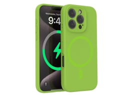 Capa Para Iphone (verde-amarelo, Iphone 14 Pro), Em Silicone Líquido, Com Proteção Para A Lente E Forte Fixação Magnética.