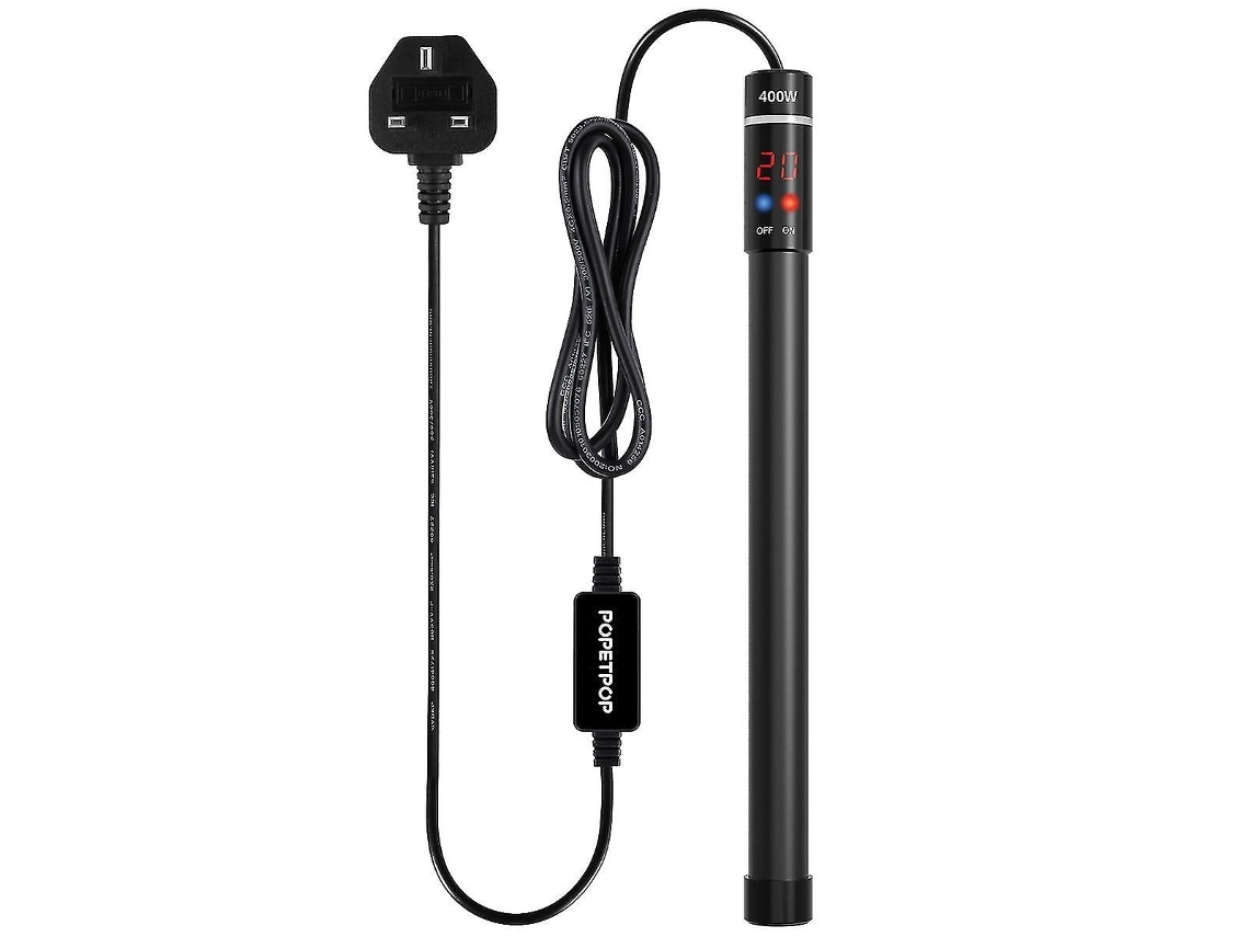 Aquecedor Submersível para Aquário Popetpop 400w com Haste de Titânio, Termômetro e Visor Digital Led. GOKOCO