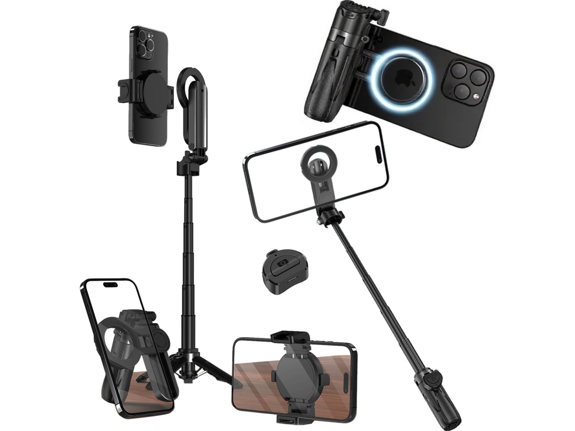 Lurelia Tripé Magnético Magnético, Bluetooth, Controlo Remoto, Rotação 360°, Dobrável, 8,3 Cm