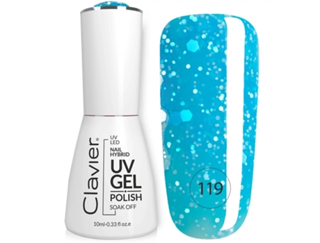 Luxury Hybrid Nail Polish With Holographic Sparkles In Cooler Blue Shade, 10ml Clavier