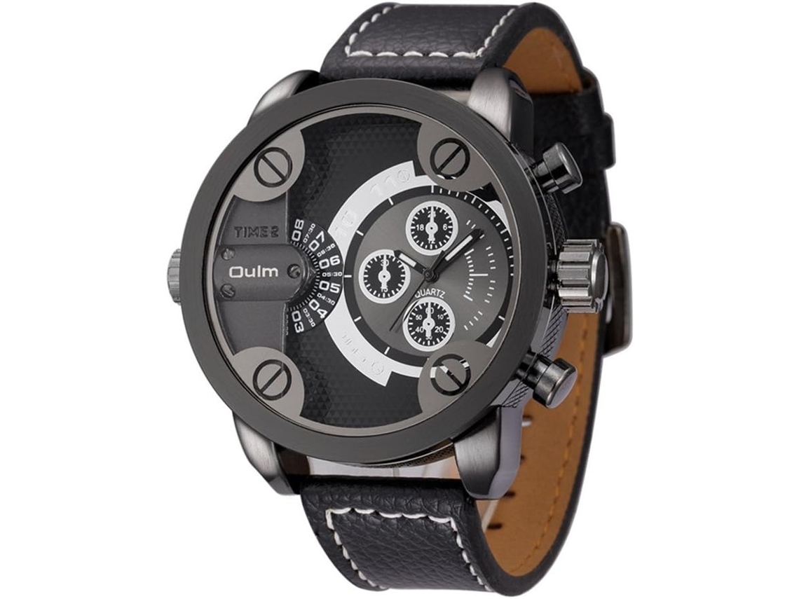 Lurelia Relógio Masculino, Movimento De Quartzo, Duplo Fuso/mostrador, Resistente À Água