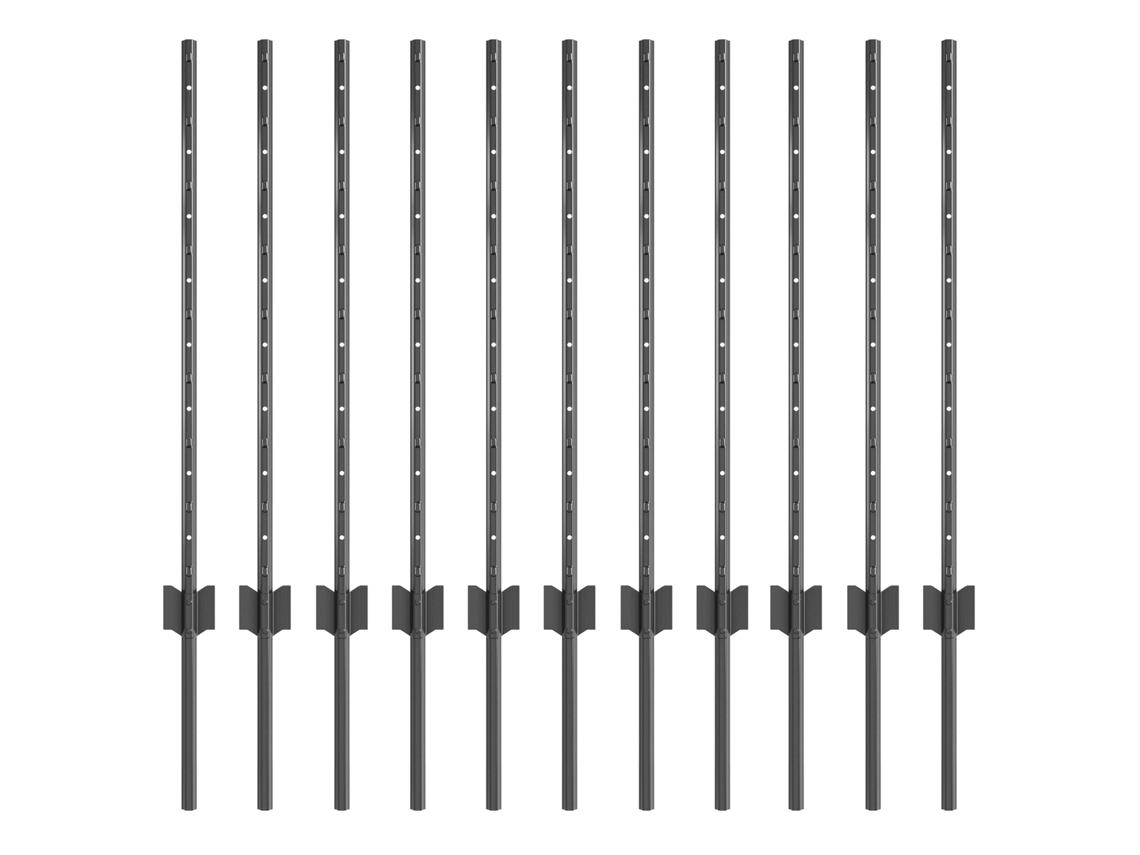 Conjunto 11 Poste De Jardim Vidaxl Cinzento Aço (120 Cm)