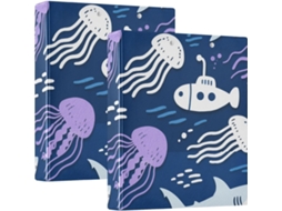 Pasta Escolar Tubarão Do Mar 1, 5-polegadas, Três Argolas Com Bolsos, Pacote Com 1 2-unidades, Material De Escritório