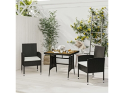 Vidaxl 3 Pcs Conjunto De Jantar P/ Exterior Vime Pe Preto