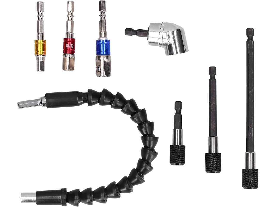 Kit De Conexão Angular Para Furadeira Com 3 Adaptadores E Extensões,