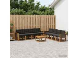 Vidaxl Conjunto De Sofás Para Exterior 9 Pcs Natural E Preto