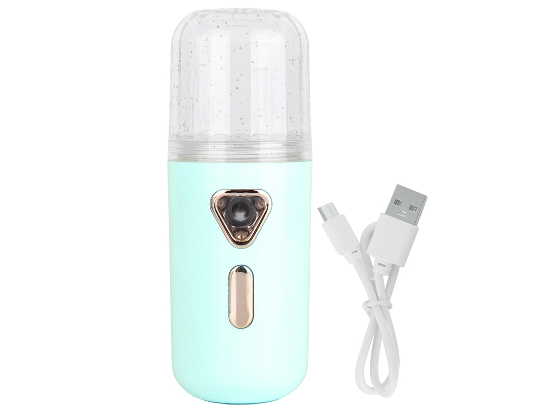 Mini Umidificador Facial Portátil 30ml com Atomização Nano Usb Carregável Verde | S/MARCA
