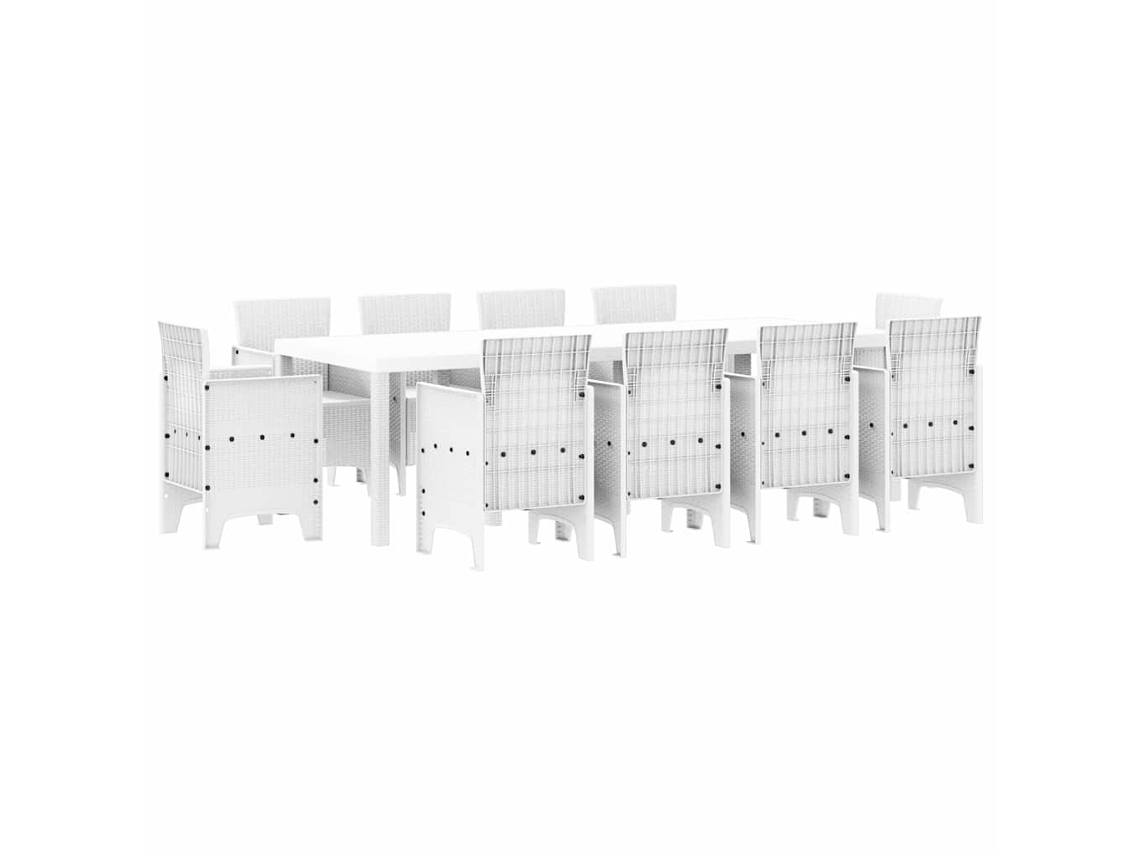 Conjunto 11 Conjunto De Jantar Para Jardim Vidaxl Branco Polipropileno (250 X 100 X 73 Cm)