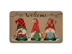 Tapete de Natal Patchwork para Porta de Entrada, Antiderrapante, para Uso Interno/Externo, em Feltro e Borracha, 40x60cm