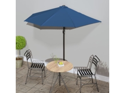 Vidaxl Guarda-sol C/ Poste Alumínio Semicircular 270x144x222 Cm Azul