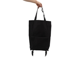 Carrinho de Compras Dobrável com Rodas, Bolsa de Armazenamento Multifuncional em Tecido, Bolsa de Compras Portátil Preta. GOKOCO