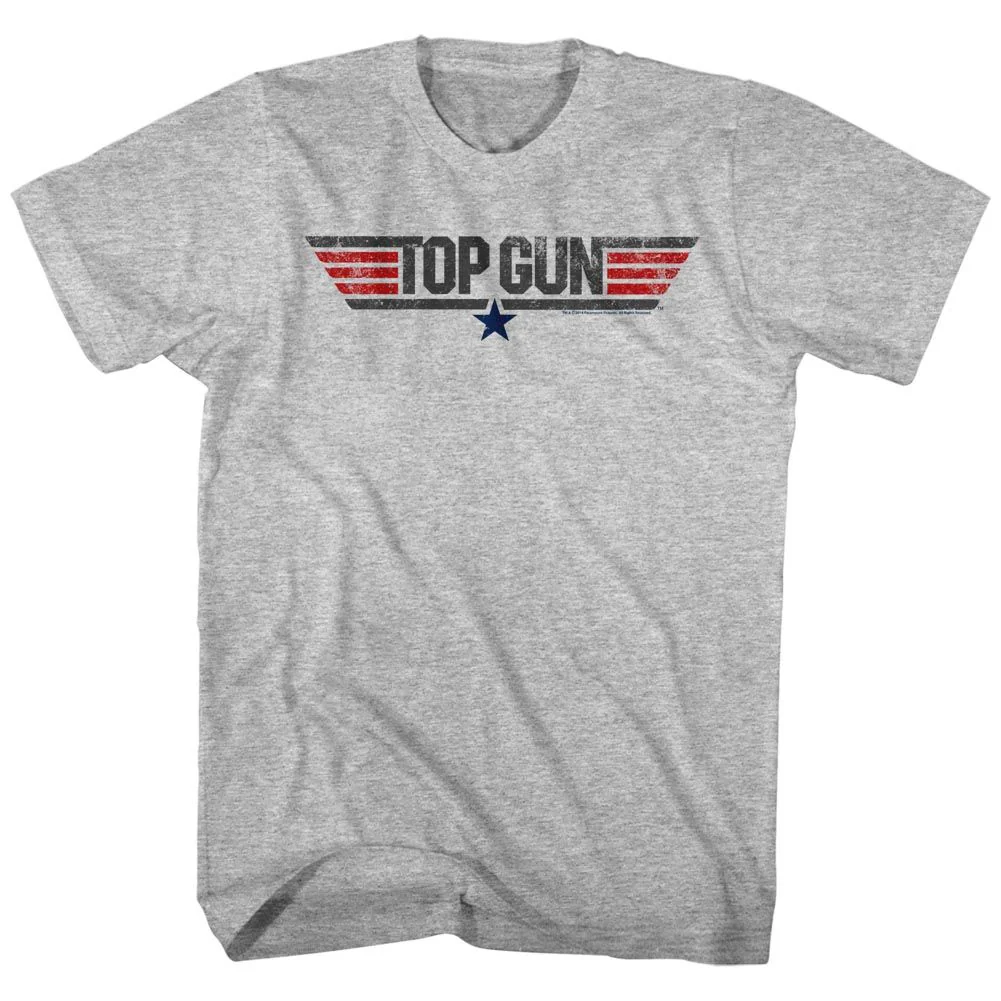 Unisex Adult T-shirt Rockinstone Top Gun Movie Logo Heather Gray Sizexxl
