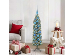Vidaxl Árvore Slim De Natal Artificial Verde E Branco 120 Cm