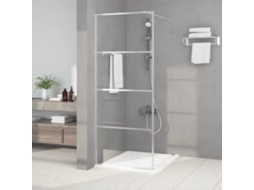 Vidaxl Divisória De Chuveiro Prateado 80x195 Cm Vidro Esg Transparente