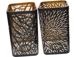 Conjunto De 2 Grandes Abajures Decorativos De Metal Com Soquete E27 Vazado, Em Ferro Preto.