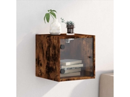 Vidaxl Mesa De Cabeceira C/ Porta De Vidro 35x37x35 Cm Carvalho Fumado