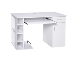 Mesa para PC ergonômica com prateleiras, armário, gaveta e bandeja de teclado retrátil, 120x60x74cm | S/MARCA