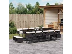 Vidaxl 15 Pcs Conjunto De Jantar P/jardim Com Almofadões Vime Pe Preto