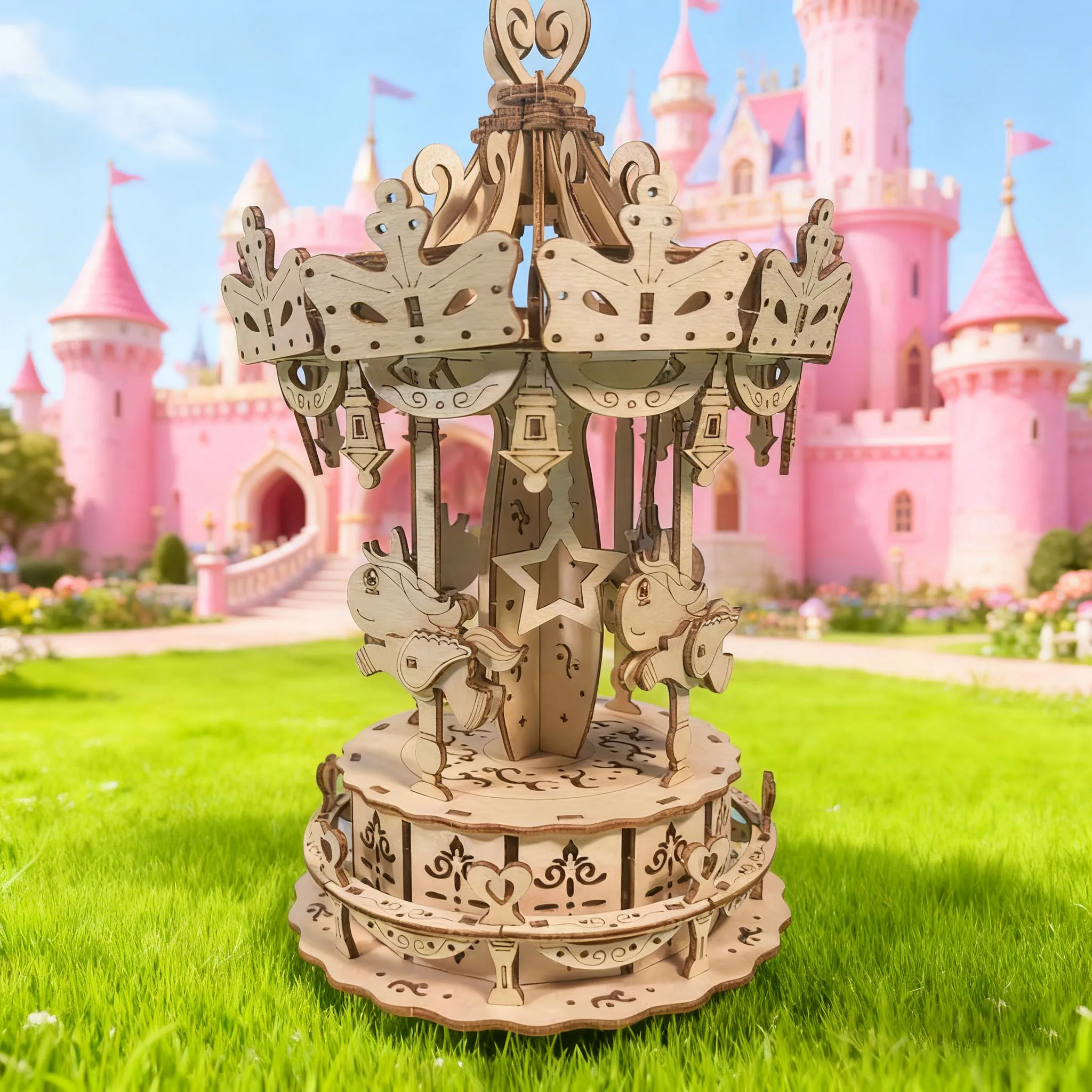 Modelo de Carrossel 3d do Cavalo de Tróia, Conjunto Criativo de Carrossel MDUG