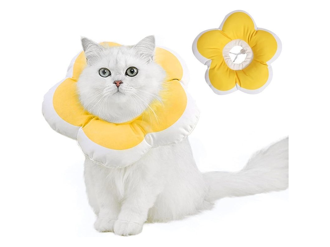 Collar De Recuperación Para Gatos Talla M Amarillo Suave Cono Elizabethano Protector Para Heridas Postoperatorias