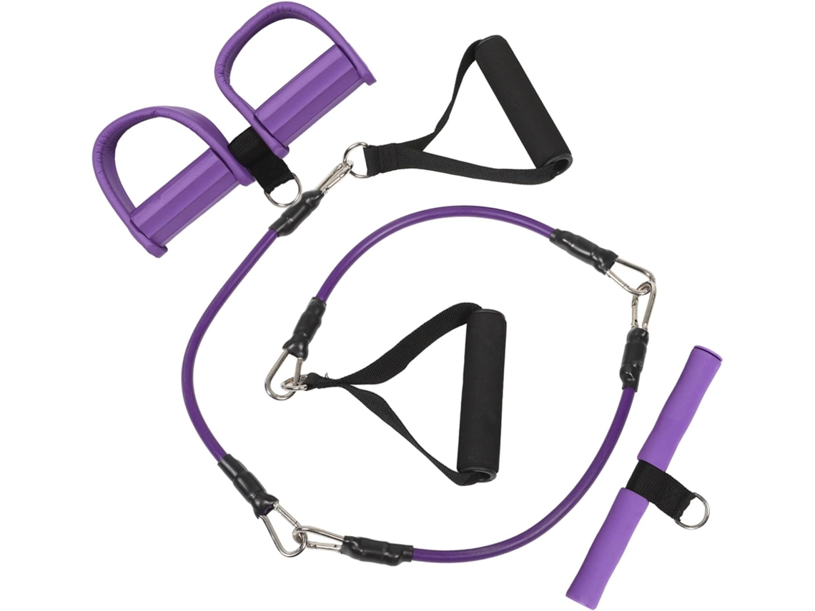 Faixa De Resistência Ajustável Yarnow Roxa Com Pedais E Alças Para Exercícios Abdominais Corda Multifuncional