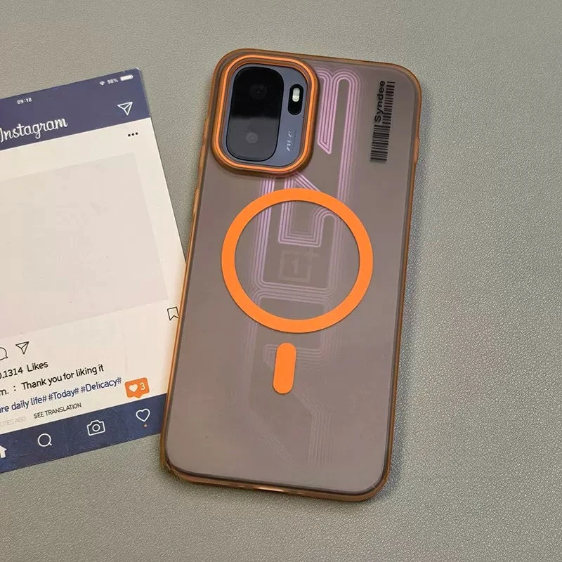 (laranja, Oneplus 15) Capa Protetora De Luxo Fosca Transparente Em Policarbonato Com Carregamento Sem Fio Magnético