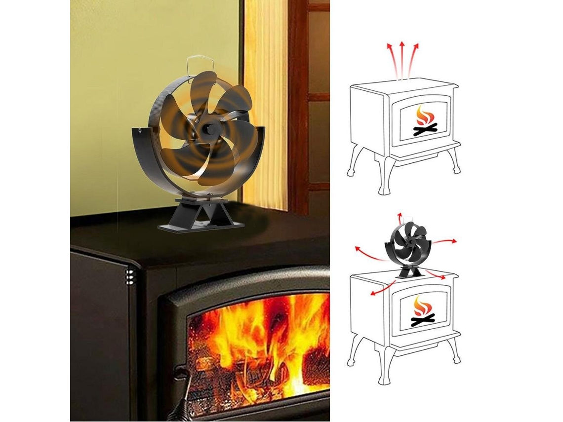 Ventilador De Lareira A Lenha Black6 Blade Mini Heat Powered Fog Fan Eco-fan Silencioso Home Eficiente Heat Distribution