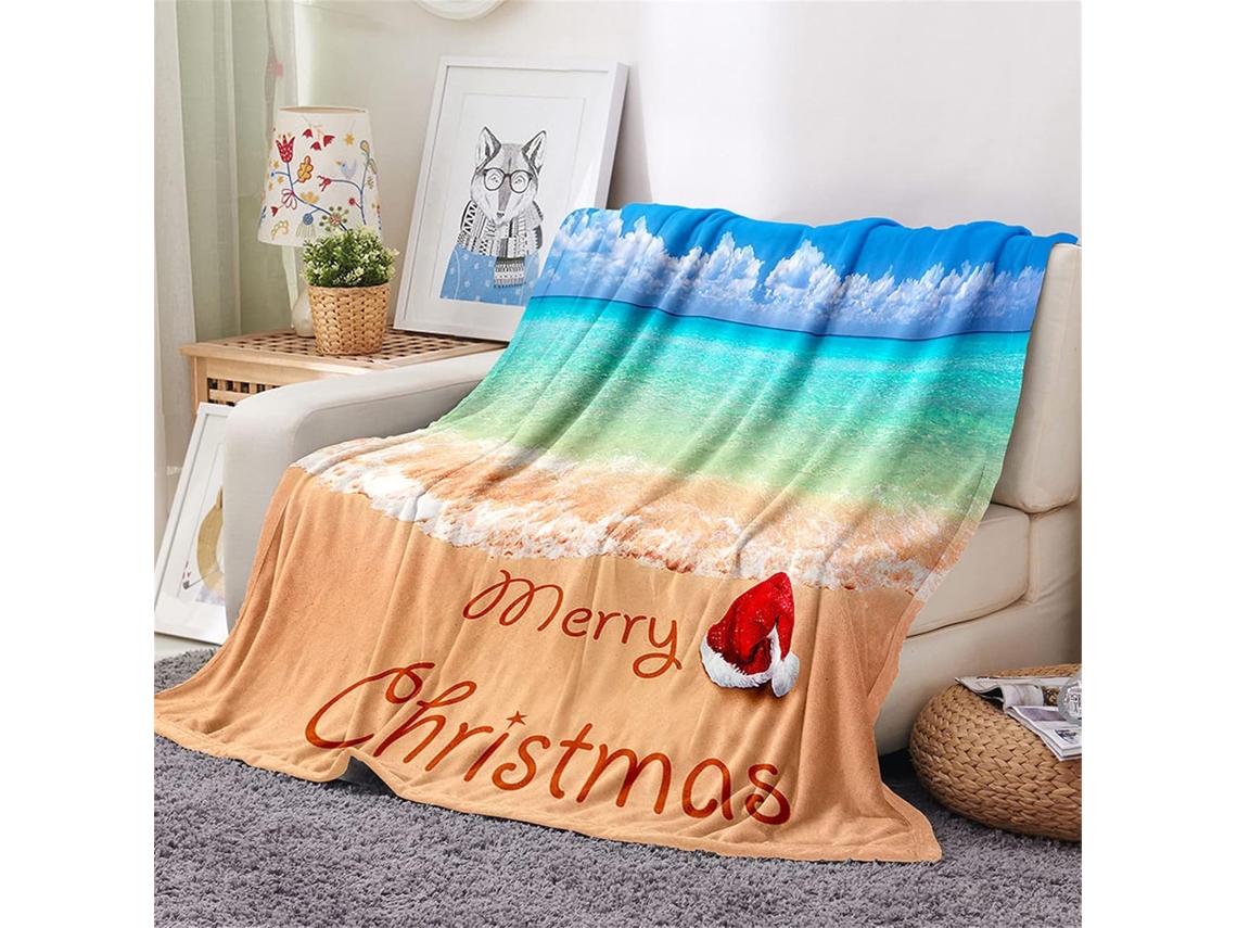 Manta de Flanela Fansu Estampa 3d Praia Colcha Microfibra Macia e Fofa para o Inverno Ideal Sofá Adequada Adul