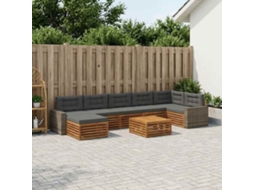 Vidaxl Conjunto De Sofás Para Exterior 8 Pcs Natural E Antracite