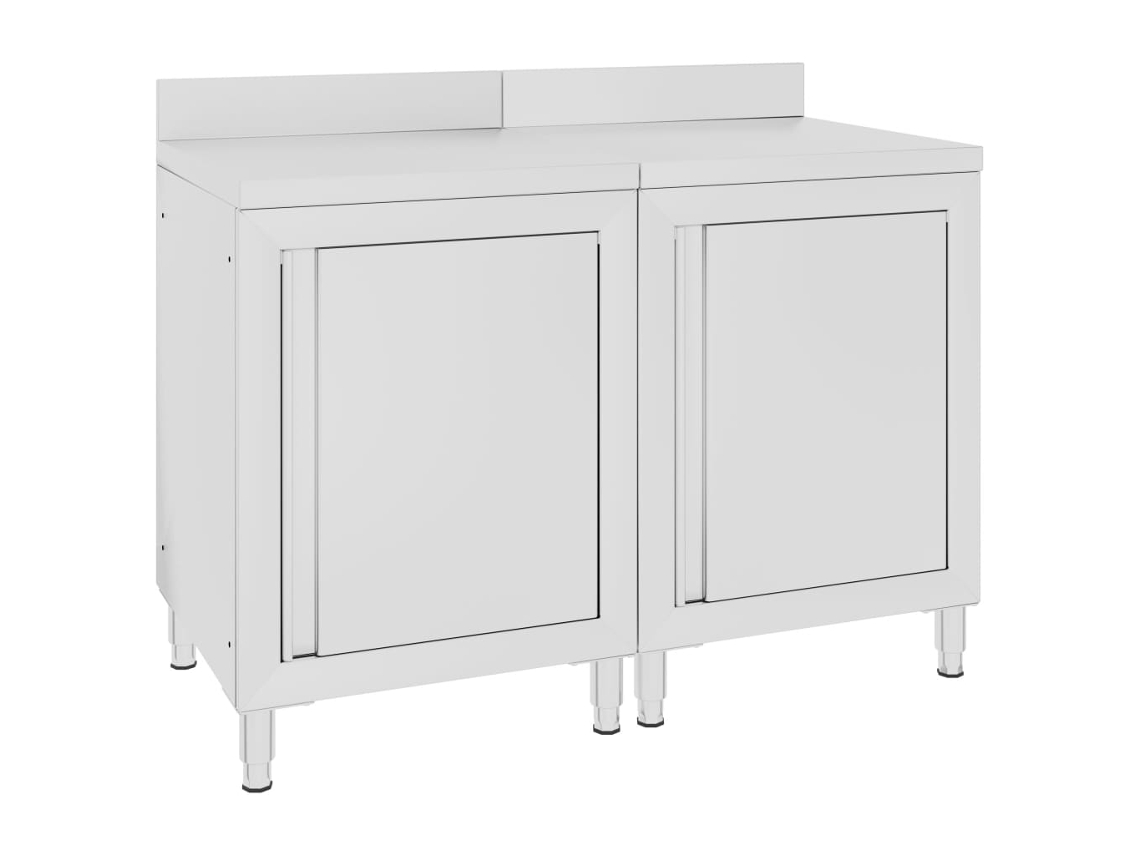 Vidaxl Mesa Trabalho Comercial C/ Armário 120x60x96 Cm Aço Inoxidável