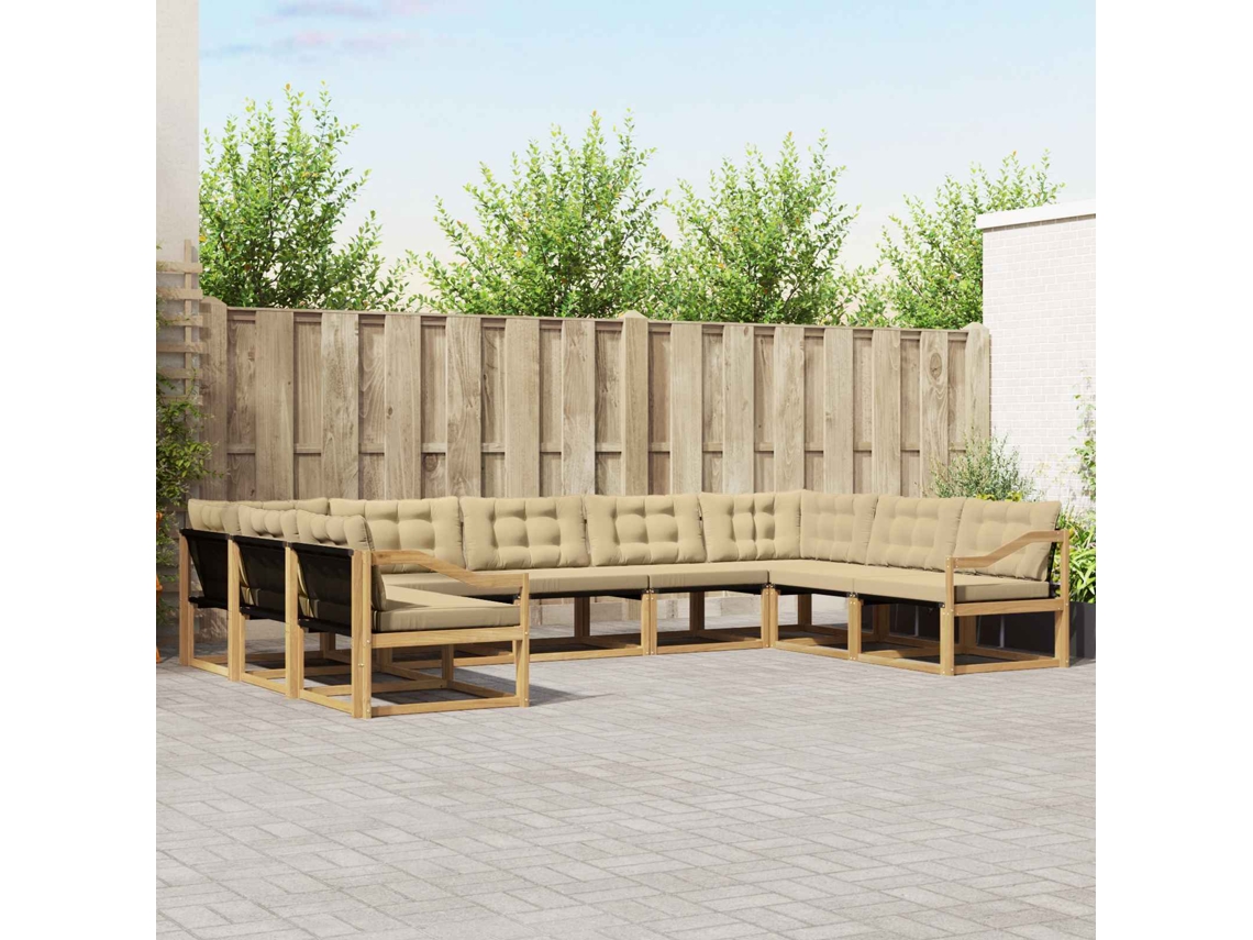 Vidaxl Conjunto De Sofás Para Exterior 9 Pcs Branco E Bege