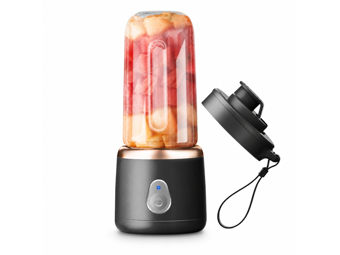 Liquidificadora Portátil Recarregável Usb-c Com 10 Lâminas, Copo Para Sumos De Fruta E Legumes, Preta