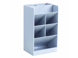Porta Lapices de 5 Compartimentos Capacidad Grande Diseño Moderno Simple Inclinado para Hogar Escuela Oficina Azul