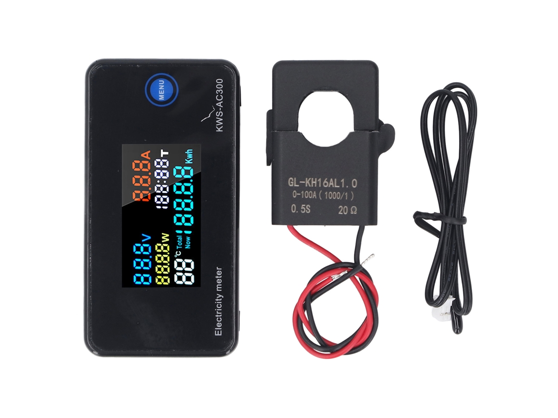MEDIDOR DE ENERGIA YURU Digital LCD Tensão Corrente Potência Temperatura
