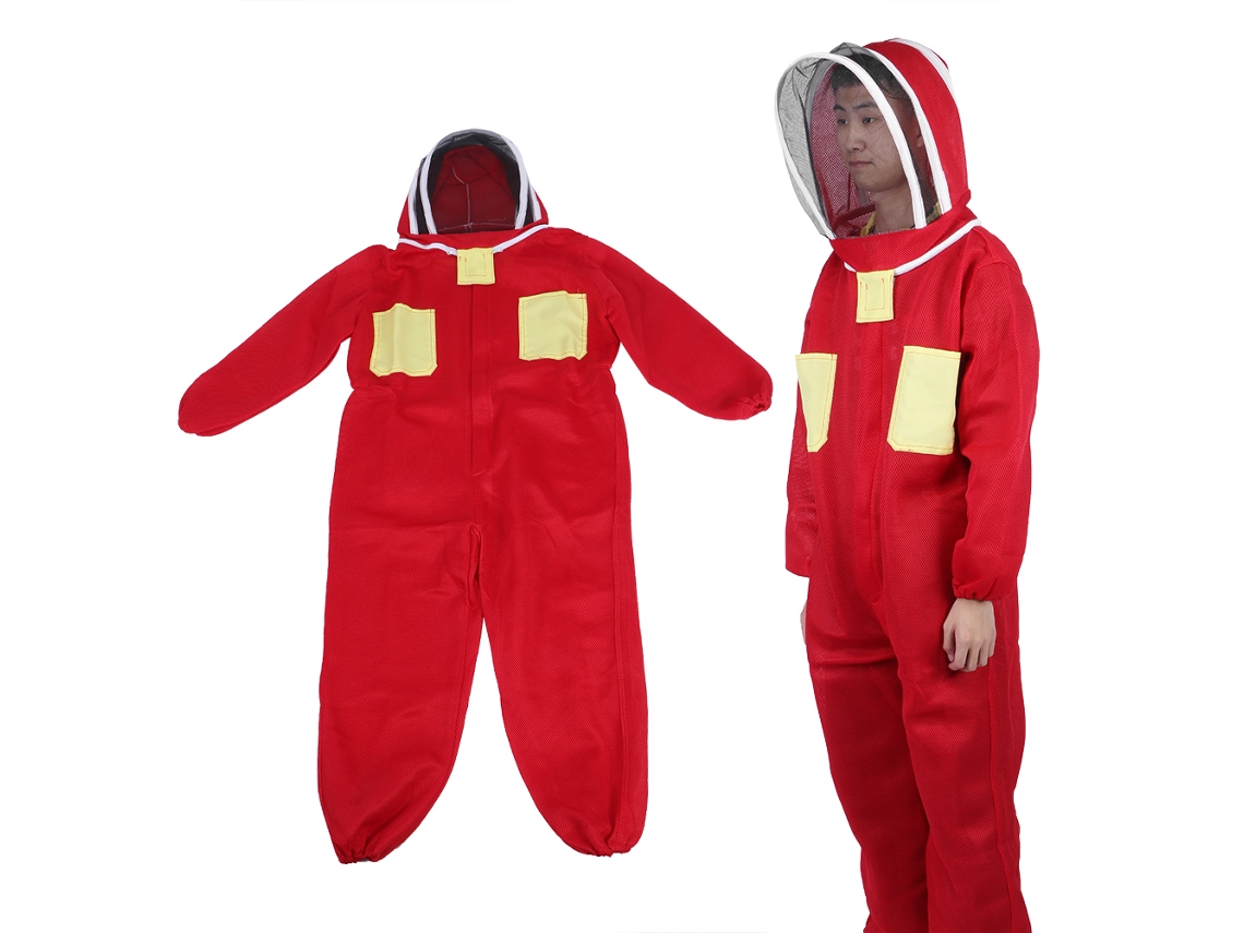 Fato de Proteção para Apicultor Vermelho com Zíper Duplo Malha Aérea XXL Primerox