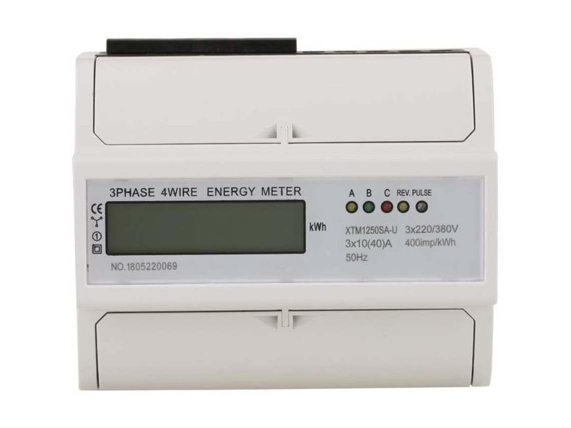 Medidor de eletricidade digital 220V/380V kWh com trilho DIN, LCD, trifásico, 4 fios, 7 pinos, eletrônico A), 1 unidade Brilvibera (30(100)