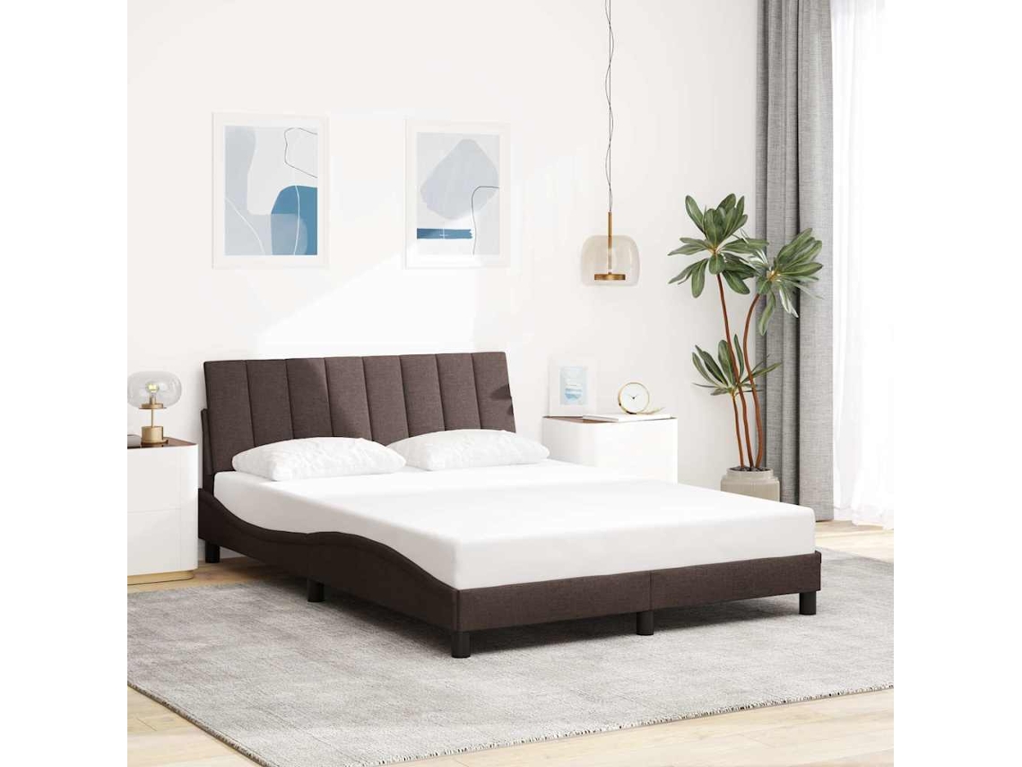 Vidaxl Estrutura De Cama Sem Colchão Hanko 120x200 Cm Tecido Castanho-escuro