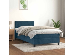 Vidaxl Cama Com Molas/colchão 90x190 Cm Veludo Azul-escuro