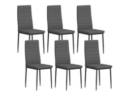 Conjunto de 4 Cadeiras Poliéster e Linho Cor Cinzento 41x50x97 Cm Homcom