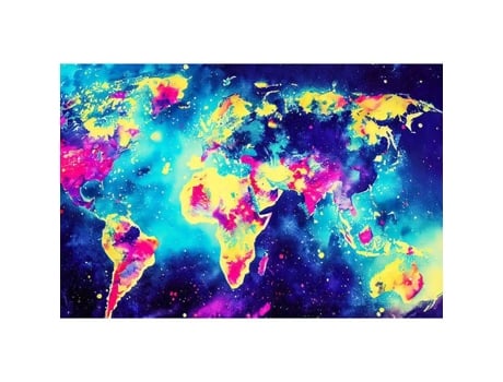 Kit De Pintura Diamante Modelo De Mapa Mundial Planisfério 60x40cm Ctop