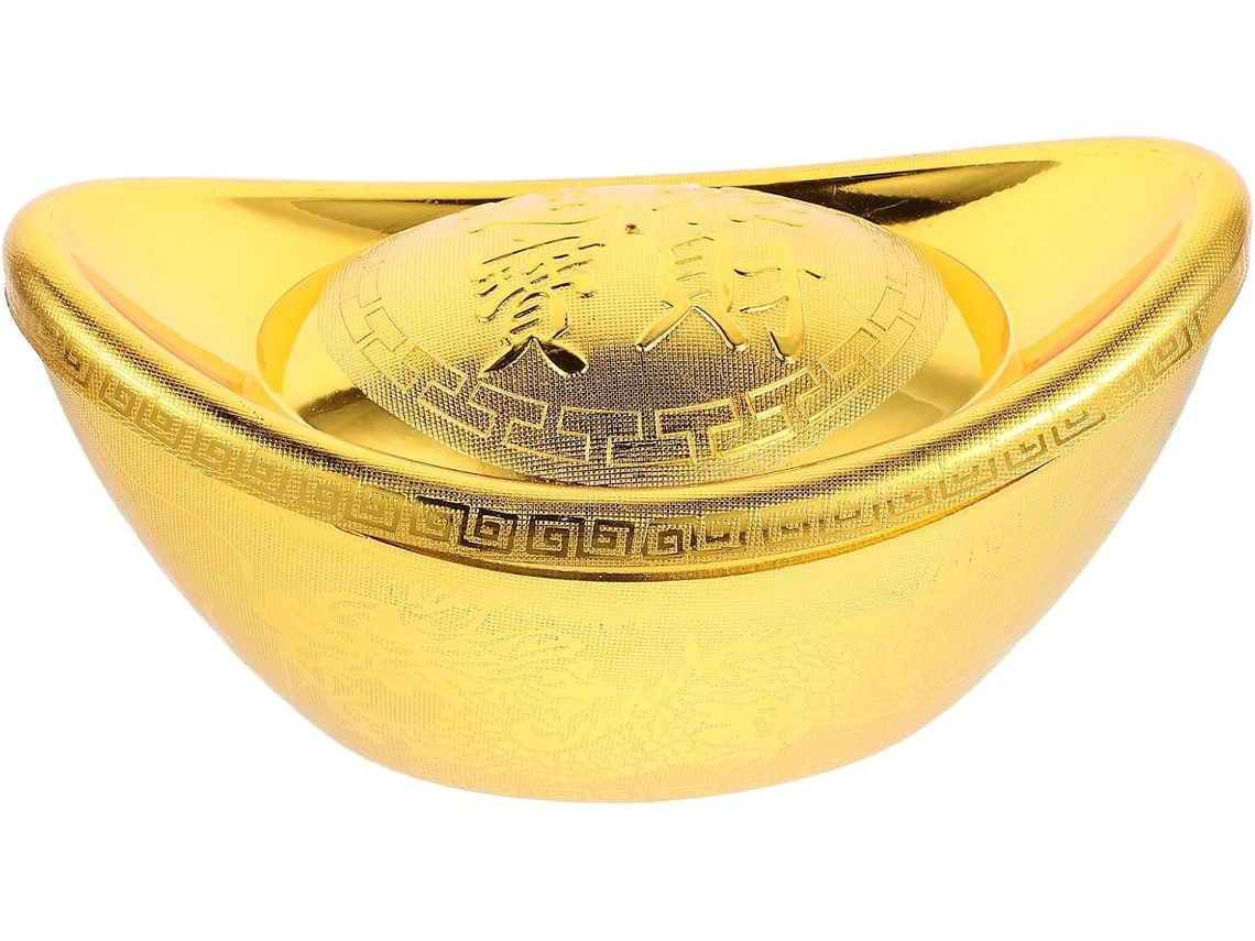 Yuan Bao De Plástico Dourado, 245 Ornamento Amuleto Feng Shui Para Ano Novo Chinês, Decoração De