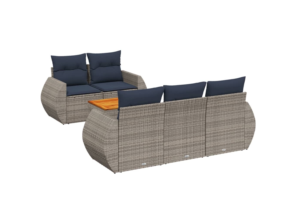 Conjunto de Sofá de Jardim, 6 Peças, Almofadas, Rattan Cinza MAISON EXCLUSIVE