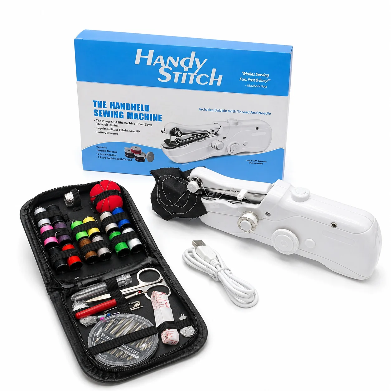 Máquina de costura portátil para reparos rápidos — ideal para entusiastas de patchwork, iniciantes e artesãos domésticos.