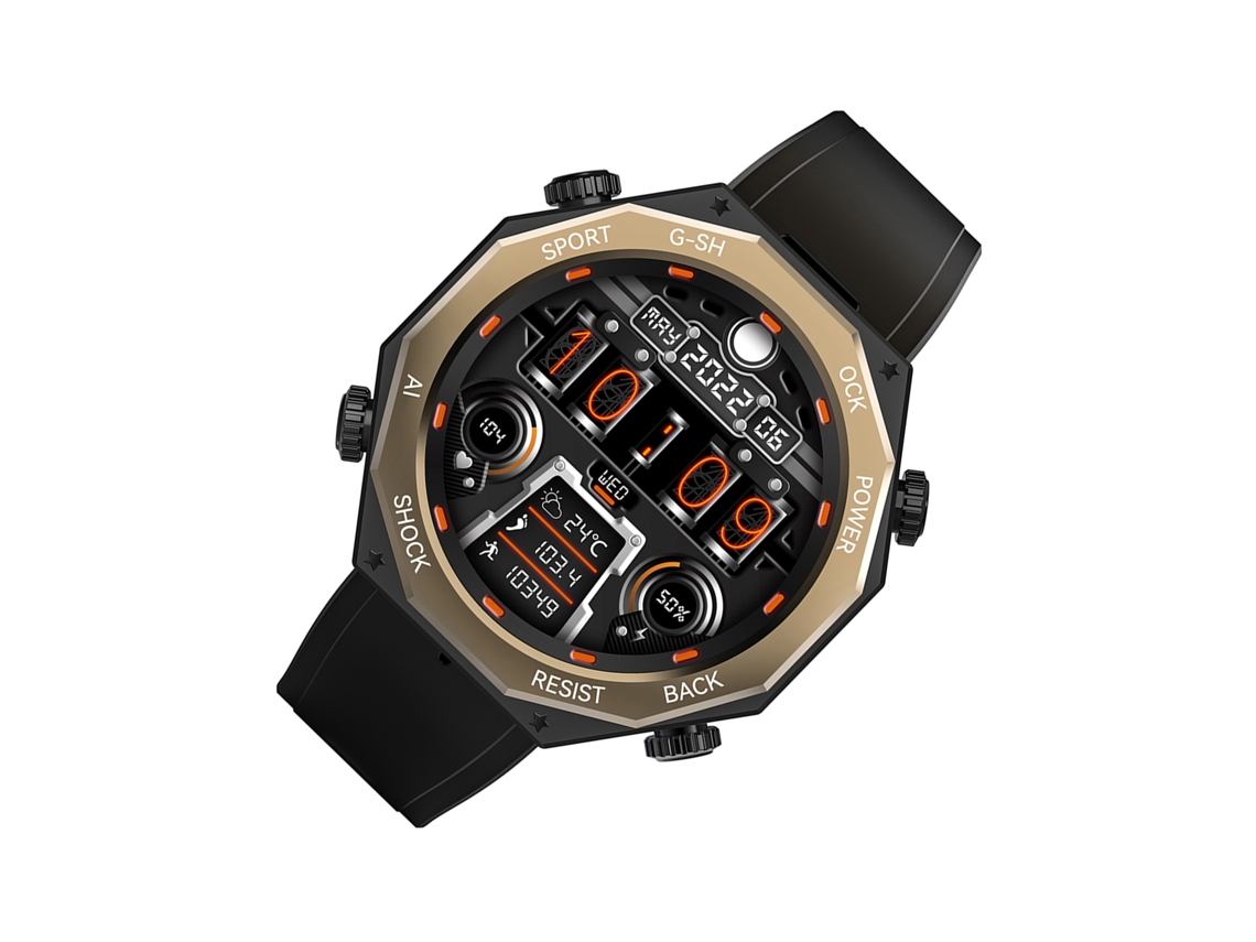 Smartwatch EOOCOO (tela de Toque Completo Ips de 1,45 Polegadas, Monitoramento de Saúde)